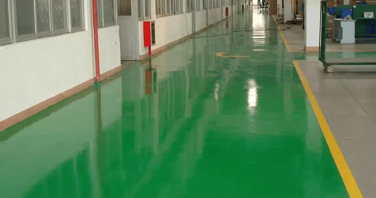 A factory floor professionally covered and marked with epoxy flooring in St Paul, MN