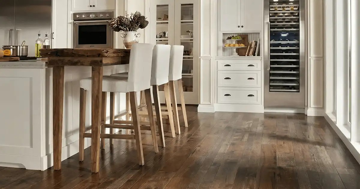 Professionally installed and refinished hardwood flooring in a residential home, showcasing smooth finish and natural wood tones in St Paul, MN